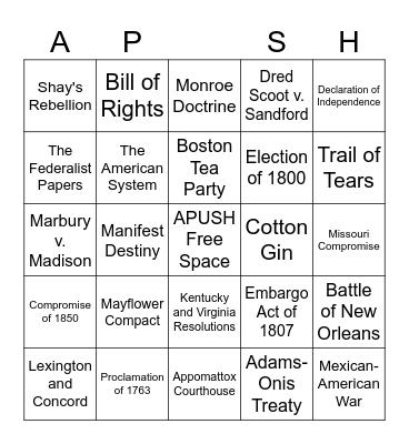 APUSH BINGO Card