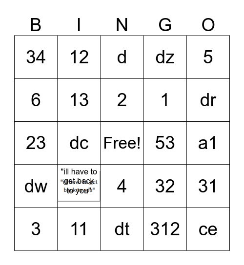 Untitled Bingo Card