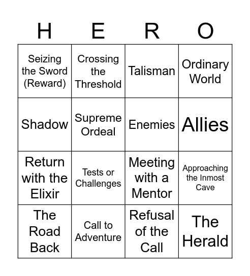 Hero's Journey Bingo! Bingo Card