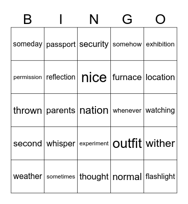 Mastery Test 5 Bingo Card