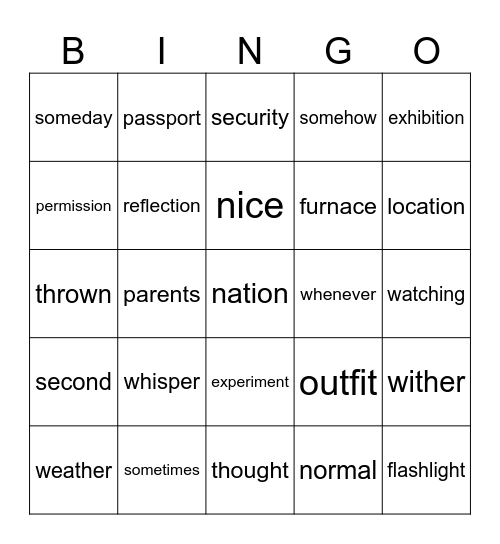 Mastery Test 5 Bingo Card