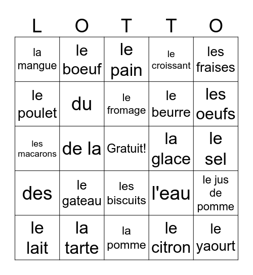Bon appétit! Bingo Card