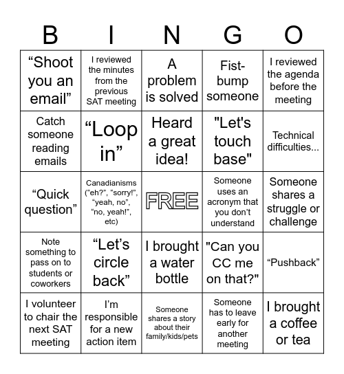 SAT Meeting BINGO - May 09, 2025 Bingo Card