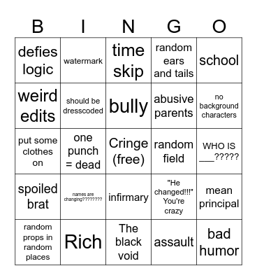 Gacha life Bingo Card