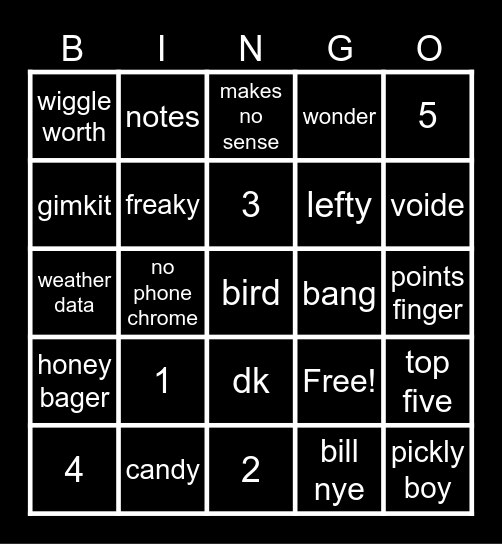 old man johnson Bingo Card