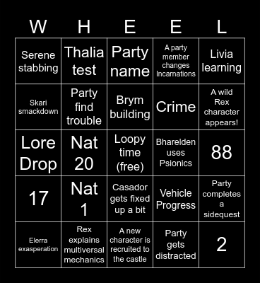 Fortune's Bingo Card
