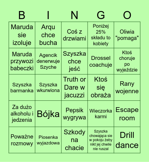 Wyjazd Szyszkowników Bingo Card