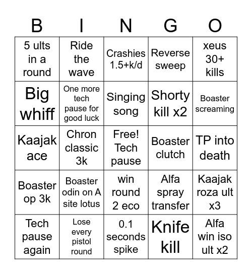 FNC / FUT Bingo Card