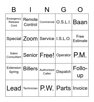 OHD BINGO Card