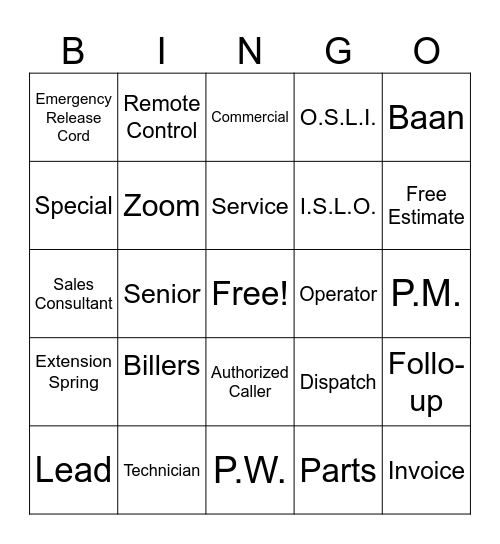 OHD BINGO Card