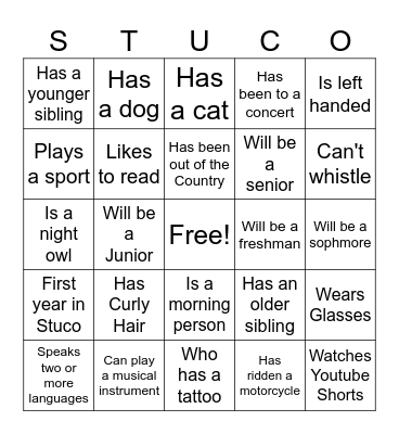 Ice Cream Social Bingo Card