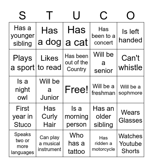 Ice Cream Social Bingo Card