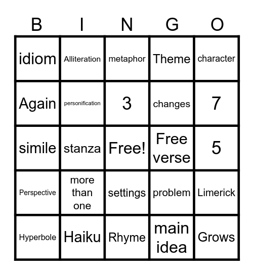 ELA 3rd Bingo Card
