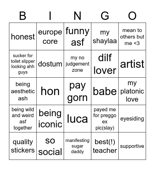 Faguette Ali Bingo Card