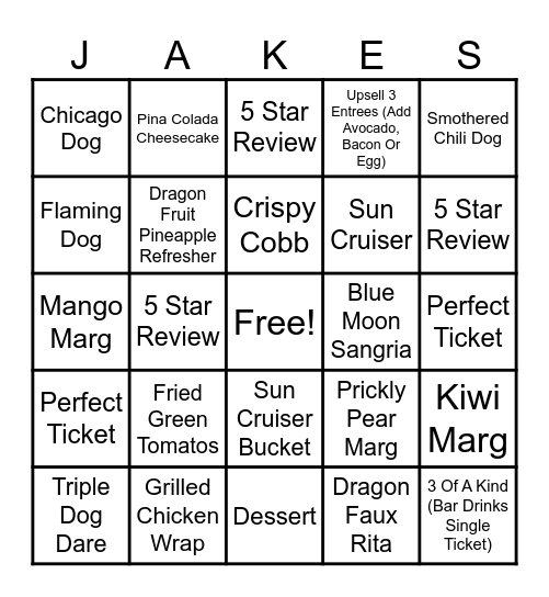 Jakes Summer Seasonal Bingo 2025 Bingo Card