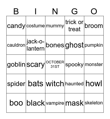 HALLOWEEN Bingo Card