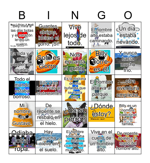 Billy y las Botas_Novela Updated Bingo Card