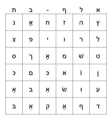 Hebrew - End of Year Bingo Card