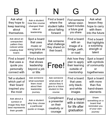 Lead 387P Vision Board Showcase Bingo Card