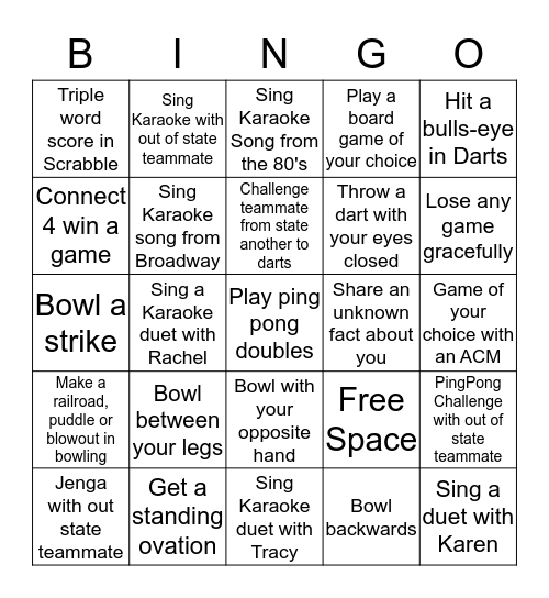 Team Fun Bingo  Bingo Card