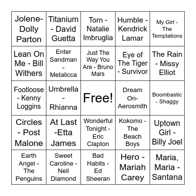MUSIC! Bingo Card