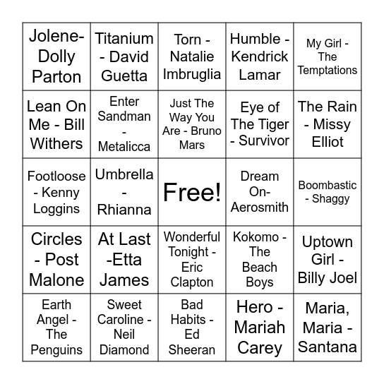 MUSIC! Bingo Card
