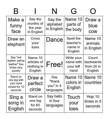 Can you...? Bingo Card