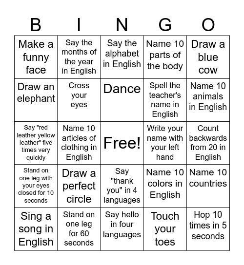 Can you...? Bingo Card