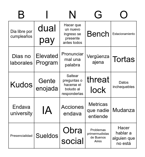 All hands bingo Card