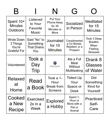 Mental Health Awareness May BINGO Card