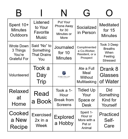 Mental Health Awareness May BINGO Card