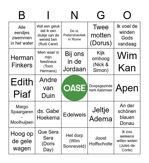 Oase Bingo Card