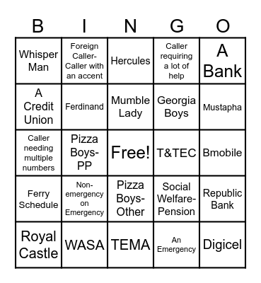 211 Bingo Card