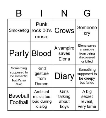 Vampire diaries bingo Card