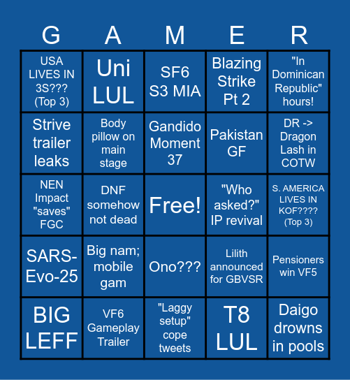 EVO JAPAN 2025 Bingo Card