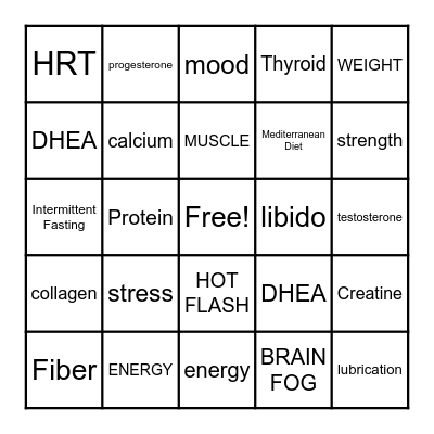 Hormone Health BINGO! Bingo Card