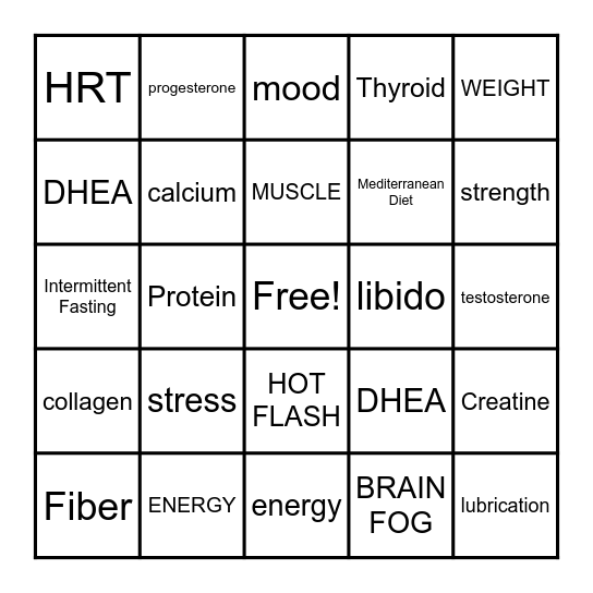 Hormone Health BINGO! Bingo Card