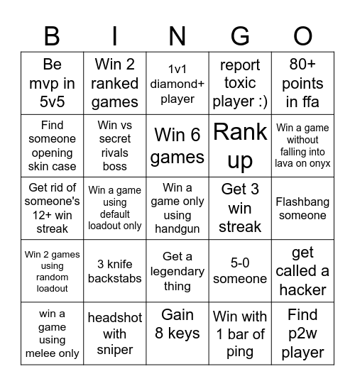 Rivals bingo Card
