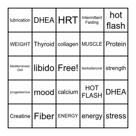 Hormone Health BINGO! Bingo Card