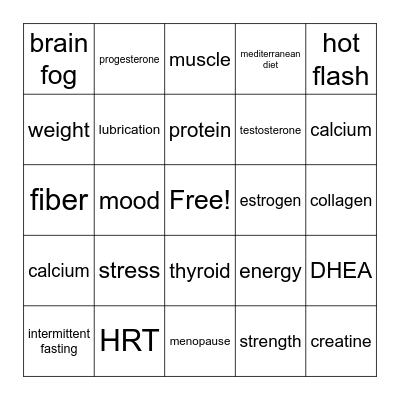 Hormone Health BINGO! Bingo Card