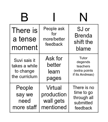 Developent pforum Bingo Card