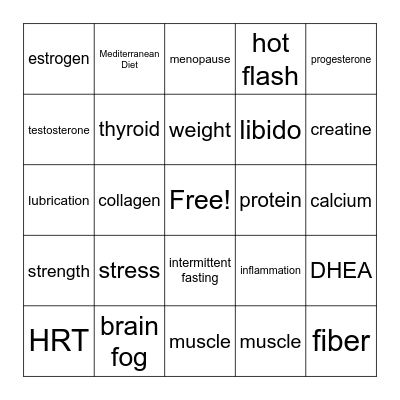 Hormone Health BINGO! Bingo Card
