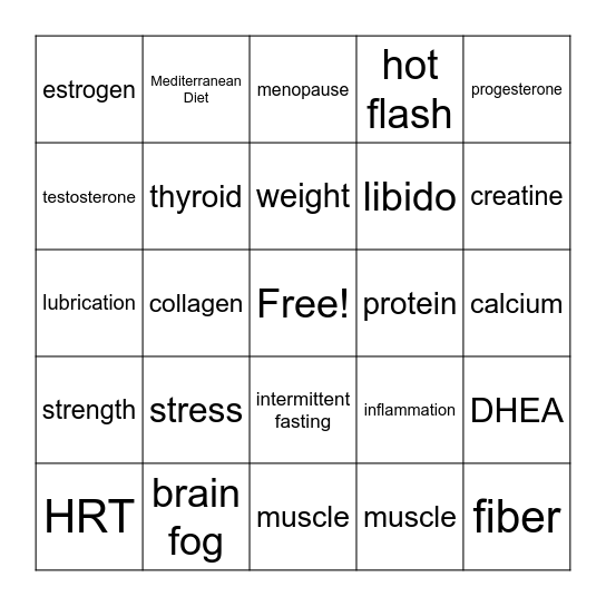 Hormone Health BINGO! Bingo Card