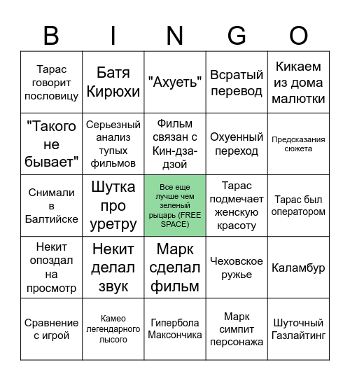 Вечер Кино в Доме Малютки Bingo Card