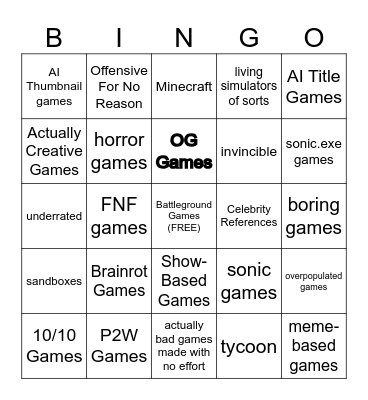 Roblox Bingo (Charts) Bingo Card
