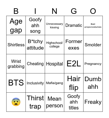 Reelshort bingo Card