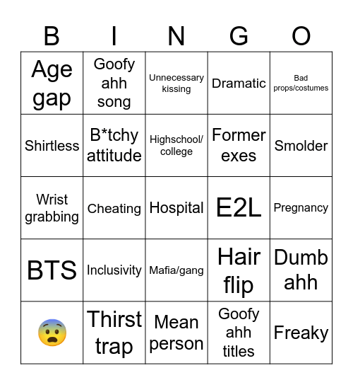 Reelshort bingo Card
