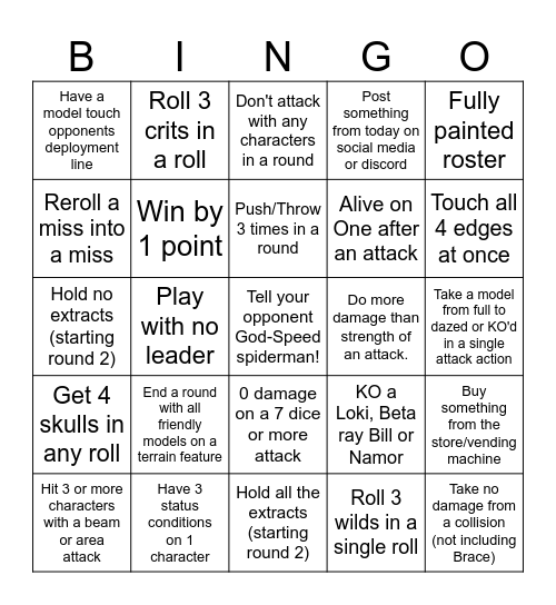 Stand-Off MCP Bingo Card