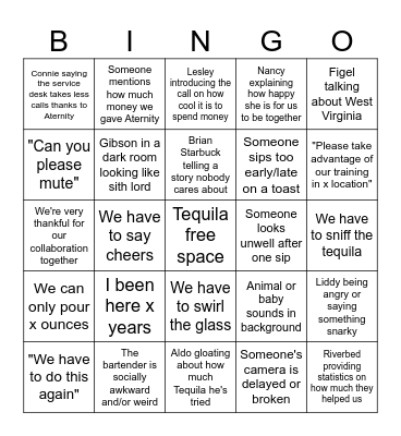 Free Tequila from Fidump Bingo Card