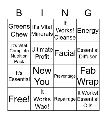 It Works! Bingo Card